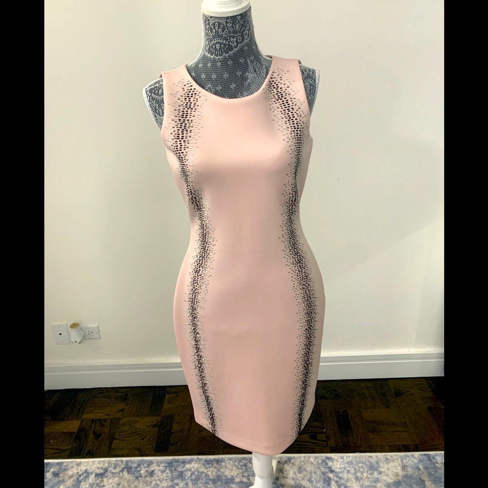 Calvin Klein Sleeveless Blush Diamond Sheath Dress